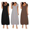 Breathable Summer Dress Long Nightgown for Women Short Sleeve Crew Neck Lounge Relaxed Fit Night Casual A-Line T Shirt Comfortable