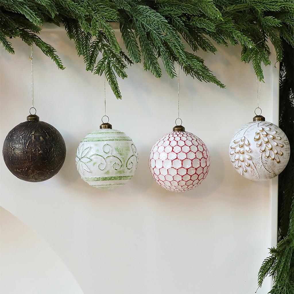 8CM Antique Christmas Ball Ornaments 12pcs, Christmas Tree Pendants Retro Christmas Ball Decorations Window Hanging Pendants