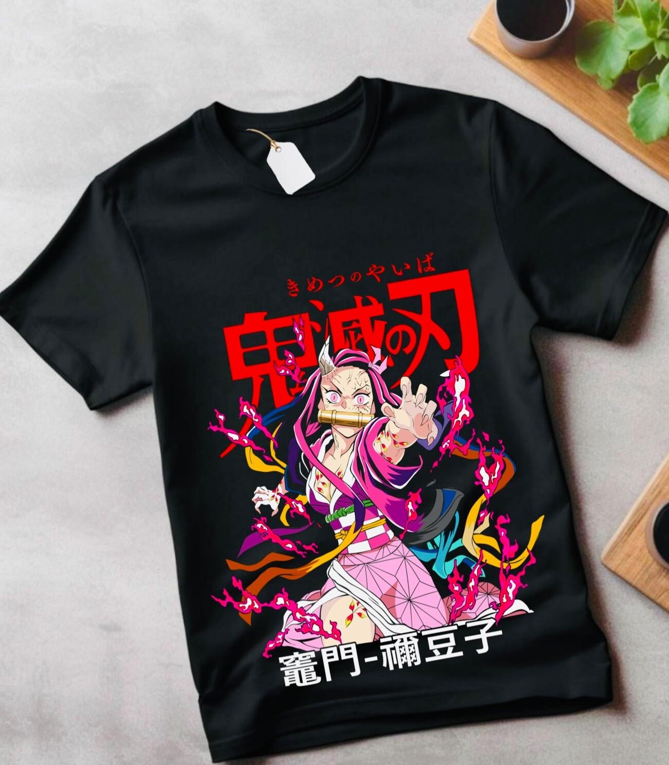 

Tanjiro Nezuko T-Shirt Mens Womens Tees Top Demon Slayer Kimetsu No Yaiba Manga Horror Shirt gift S