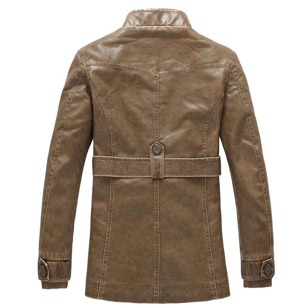 Original Order Medium and Long PU Leather Jacket, Personalized Washed Men's Locomotive Leather Jacket