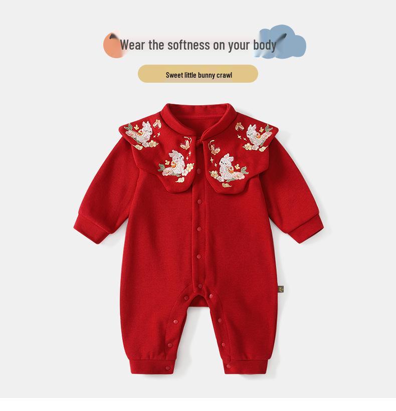 Festive Red Autumn Romper for Newborns and Infants – Class A Baby Bodysuit