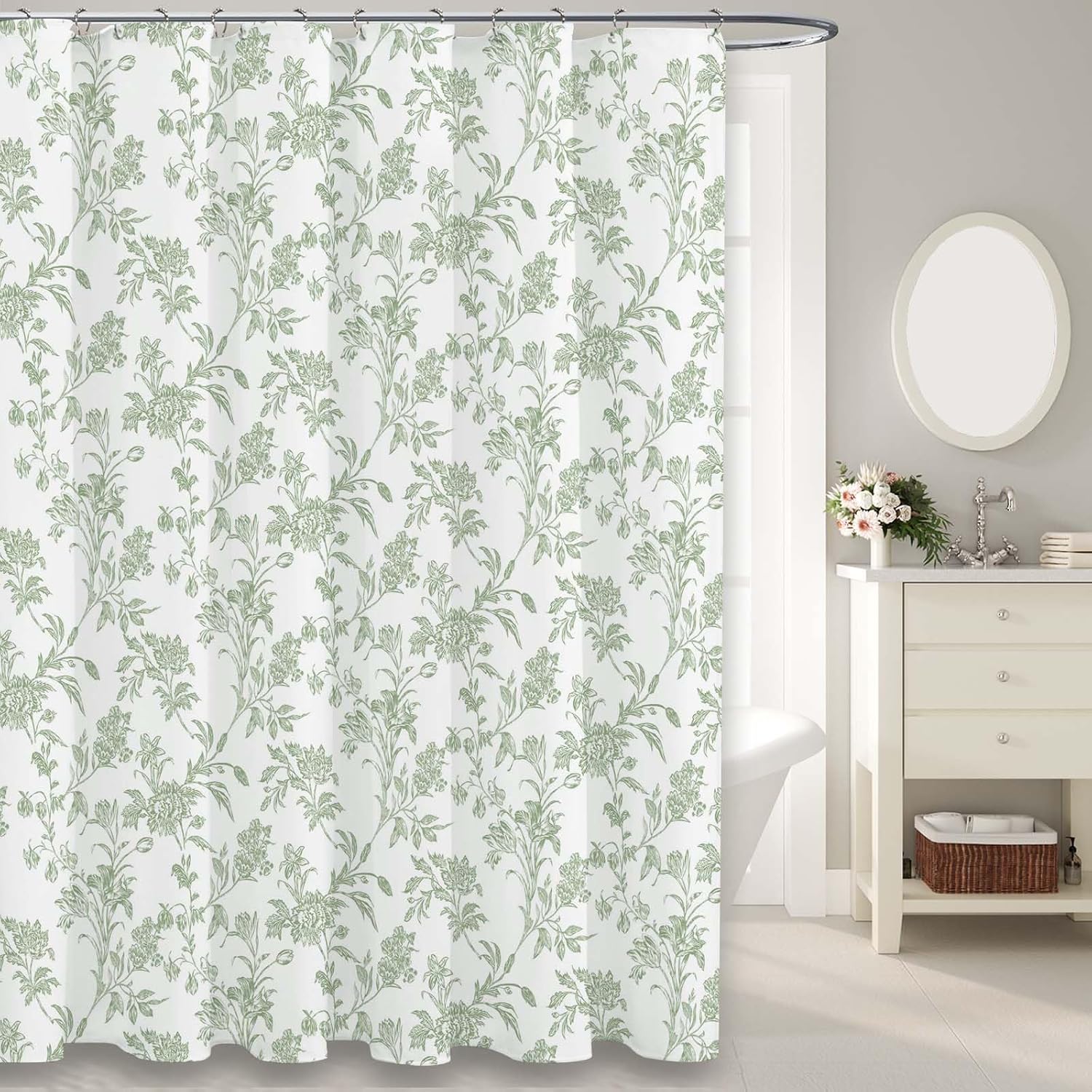 

Blue Shower Curtain Floral Cotton Shower Curtain For Bathroom Rural And Pastoral Style Small Fresh Flowers Plastic Curtain W60H190(CM)-1 Pcs