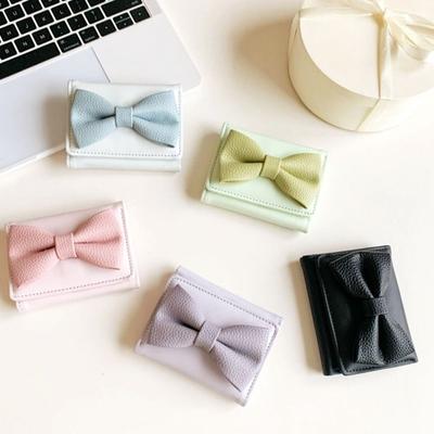 Printing Folding Purse Korean Style Card Holder Portable Cute  Bow Short Wallet  Girls