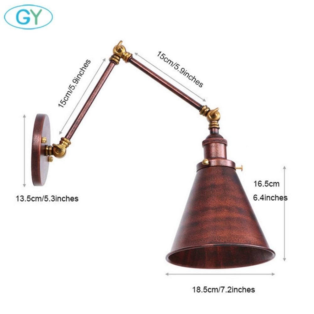 Adjustable Antique Industrial Long Swing Arm Black Wall Lamp Lights Brown Brass Retro Lighting For Bedroom Sconce Fixture