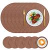 Vintage Style Double-Sided PVC Leather Placemat Round Faux Leather Heat-Resistant Waterproof Cup Plate Mat