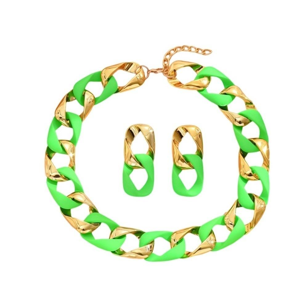 Hollow-out Chain Necklace Earrings Large Exaggerated Jewelry Temperament Jewelry Set  Urban Fashion