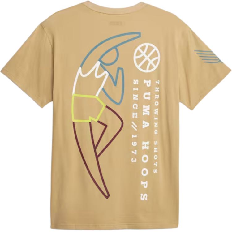 Puma Franchise Cartoon Letter Print Breathable Round Neck Pullover Short Sleeve T-Shirt Men Tops Brown 622028-01