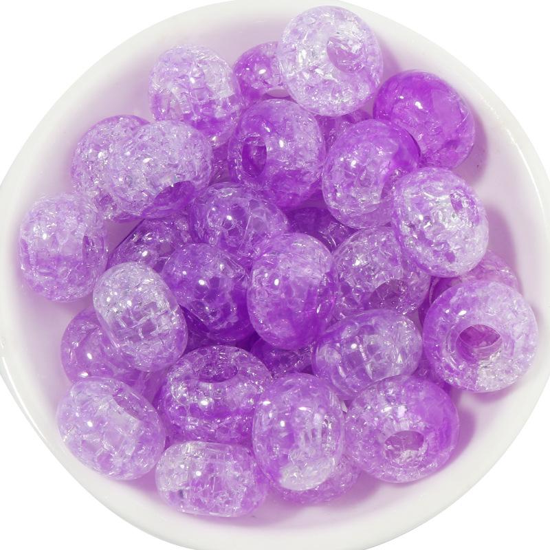 50 Acrylic Two-Color Crackle Crystal Large Hole Beads - Spring Color Spacer for DIY Bracelets