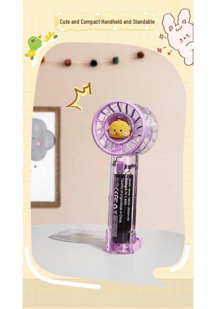 Portable USB Handheld Fan with Strong Wind, Climbing Hook, and Atmosphere Light