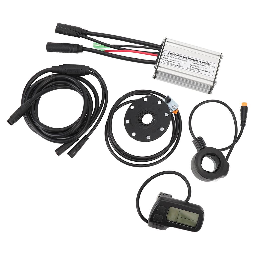 Electric Scooter Conversion Kit 36 48V 15A 250W Brushless Motor Controller LCD Display 130X Thumb Throttle Kit