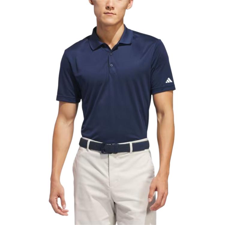 Adidas Core Performance Primegreen Polo Shirt Golf Logo Short Sleeve Men Polo Shirts Navy-Blue IU4442