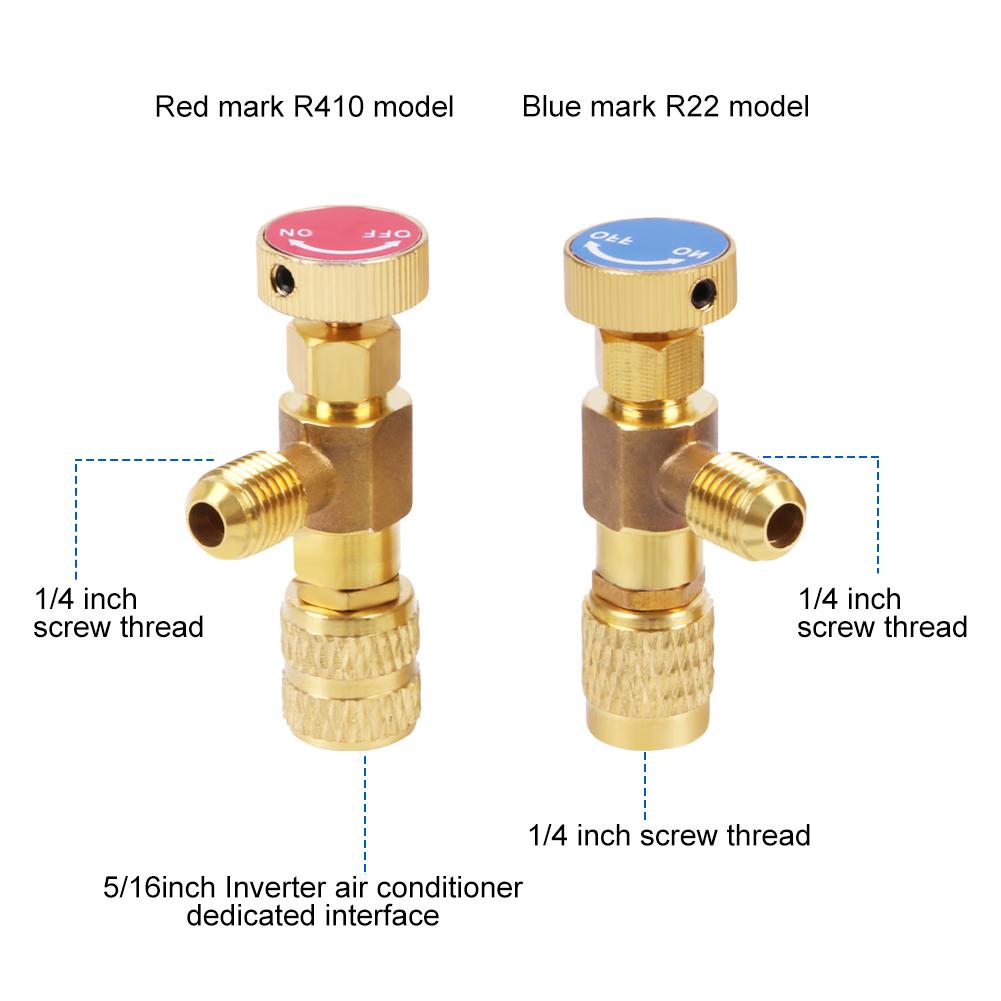 R410 R22 Air Conditioning Refrigerant Safety Valve 1/4" Refrigeration Charging Safety Liquid Adapter Repair Hand Tool Parts