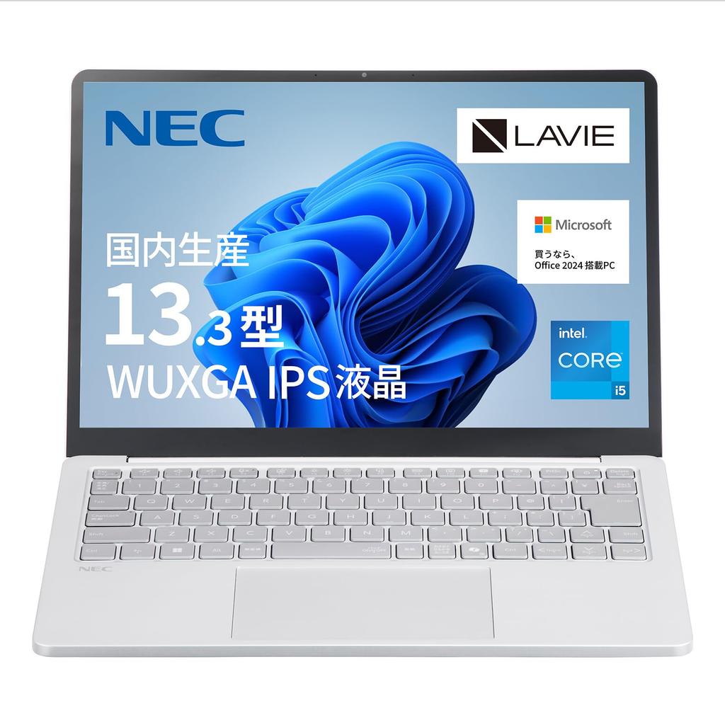 NEC LAVIE SOL Laptop Made in 2024 16GB 256GB MS Office Windows Platinum Born from 13.3-inch (YZ-1562H-SOLS) Japan, Fall/Winter Edition, RAM, SSD,