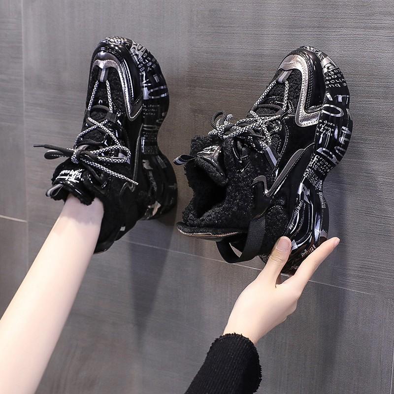 Fashion Black Basketball Gym Sports Athletic Women's Shoes Female Footwear Round Toe High On Platform Sneakers Stylish Promotion