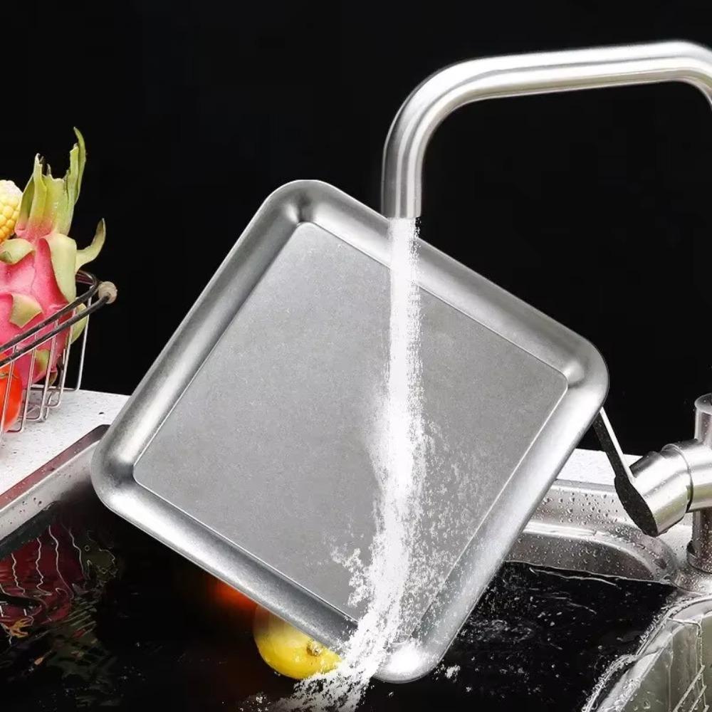 2PCS/SET Wear-resistant Stainless Steel Tray Rustproof Seafood Plate Shallow Tray  Restaurant Use