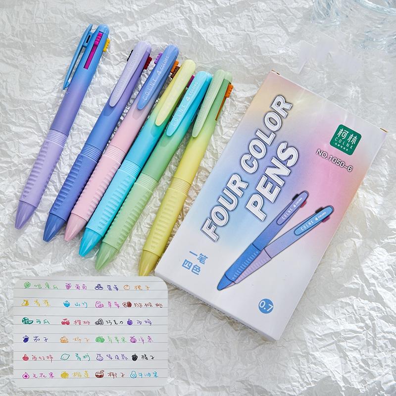 

3/6 шт. Набор из четырех цветных ручек с градиентными цветами, гелевые чернила 0,7 мм, шариковая ручка, маркер, лайнер, коррекция, офис, школа