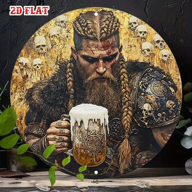 Viking Krijger Scandinavisch Metaal Wanddecoratie D Vlak Scandinavisch Hangend Plaquette Schild Hoorn Mok Ontwerp voor Bar Grot Kamer Viking Par