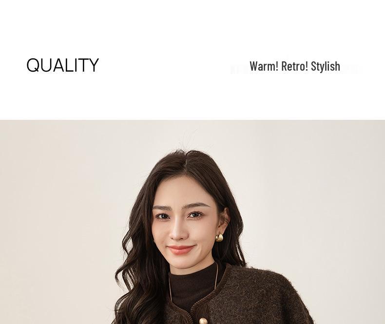 Xinge Women's 2025 Autumn/Winter French Chic Round Neck Woolen Jacket