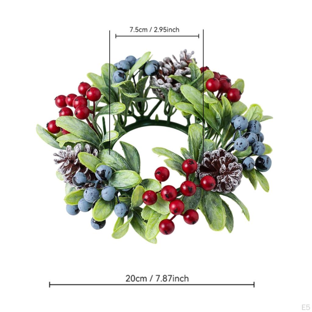 Christmas Candle Ring Wreath Elegant Garland for Festive Cabinet Living Room White