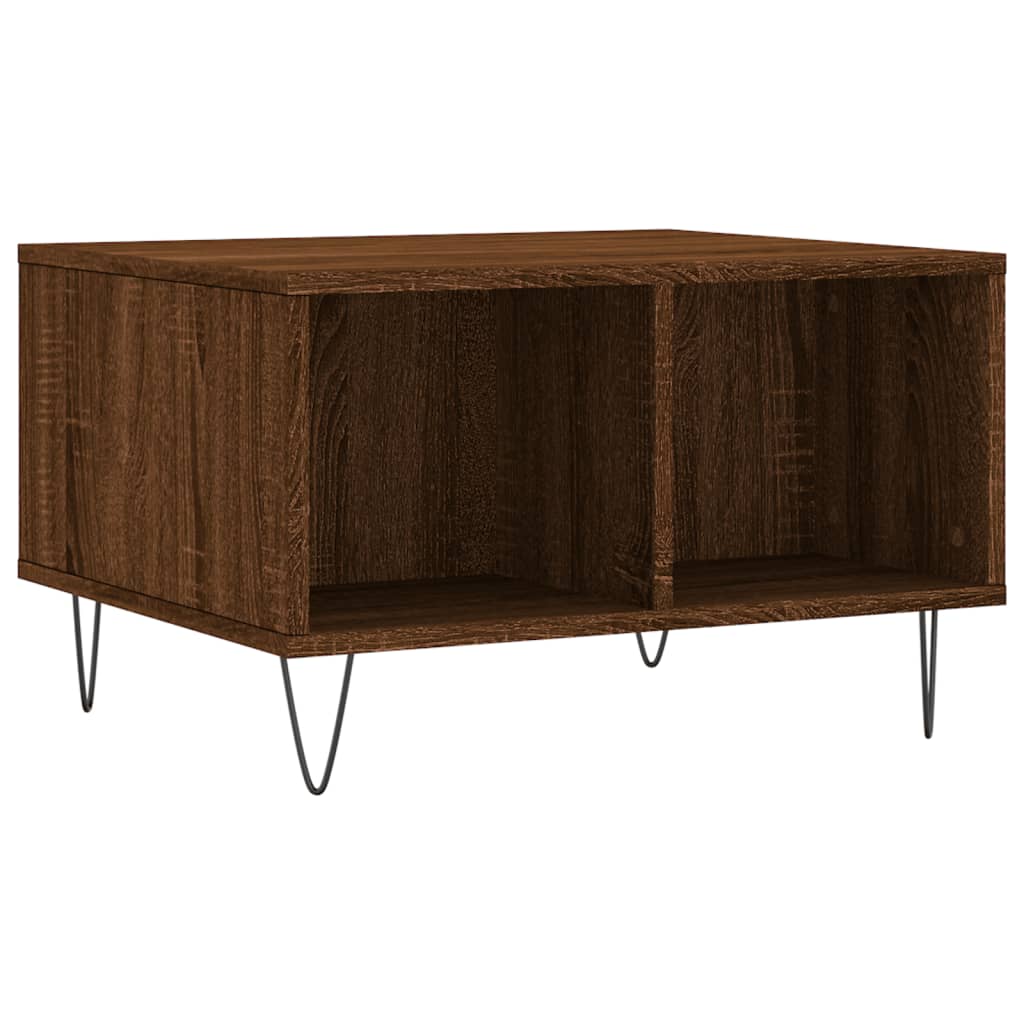 Coffee Table Brown Oak Effect 60 X 50 X 36.5 Cm Engineered Wood