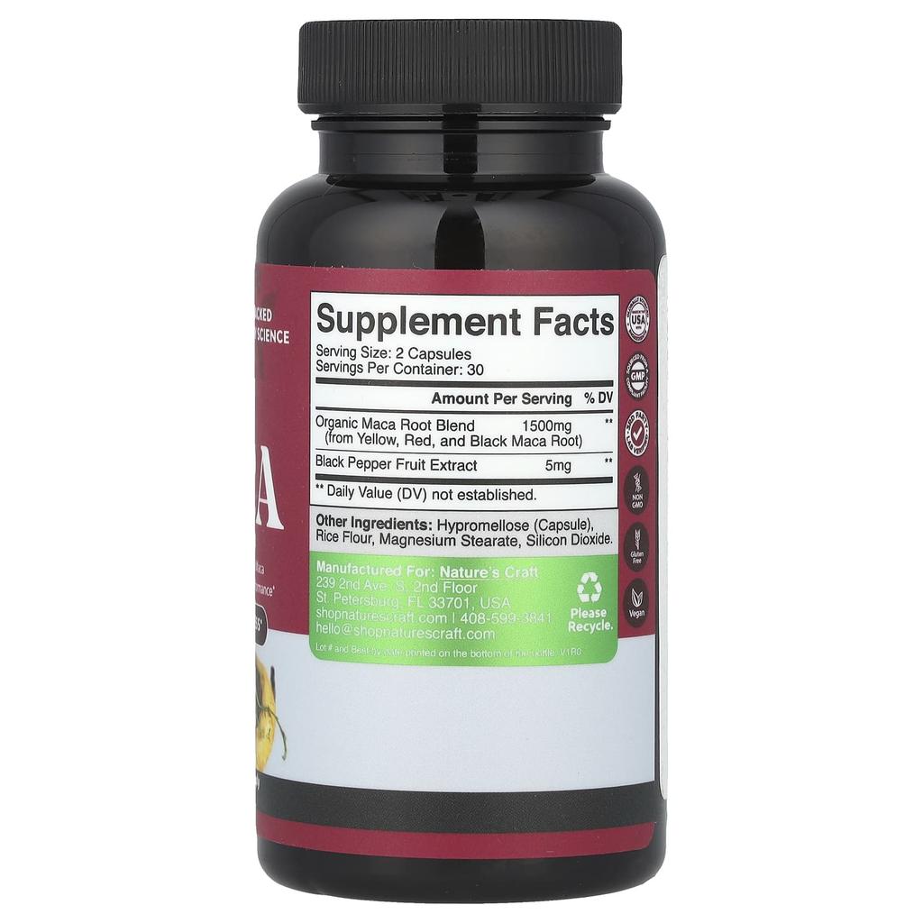 Nature's Craft Bien-être féminin, Complexe de racine de maca, 60 capsules