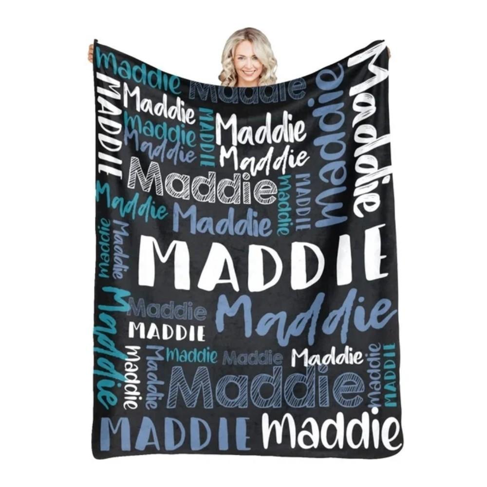 30 Colors Personalized Name Flannel Blanket For Girls Boys Letter Monochrome Customized Baby Adult Name Blanket Birthday Gift