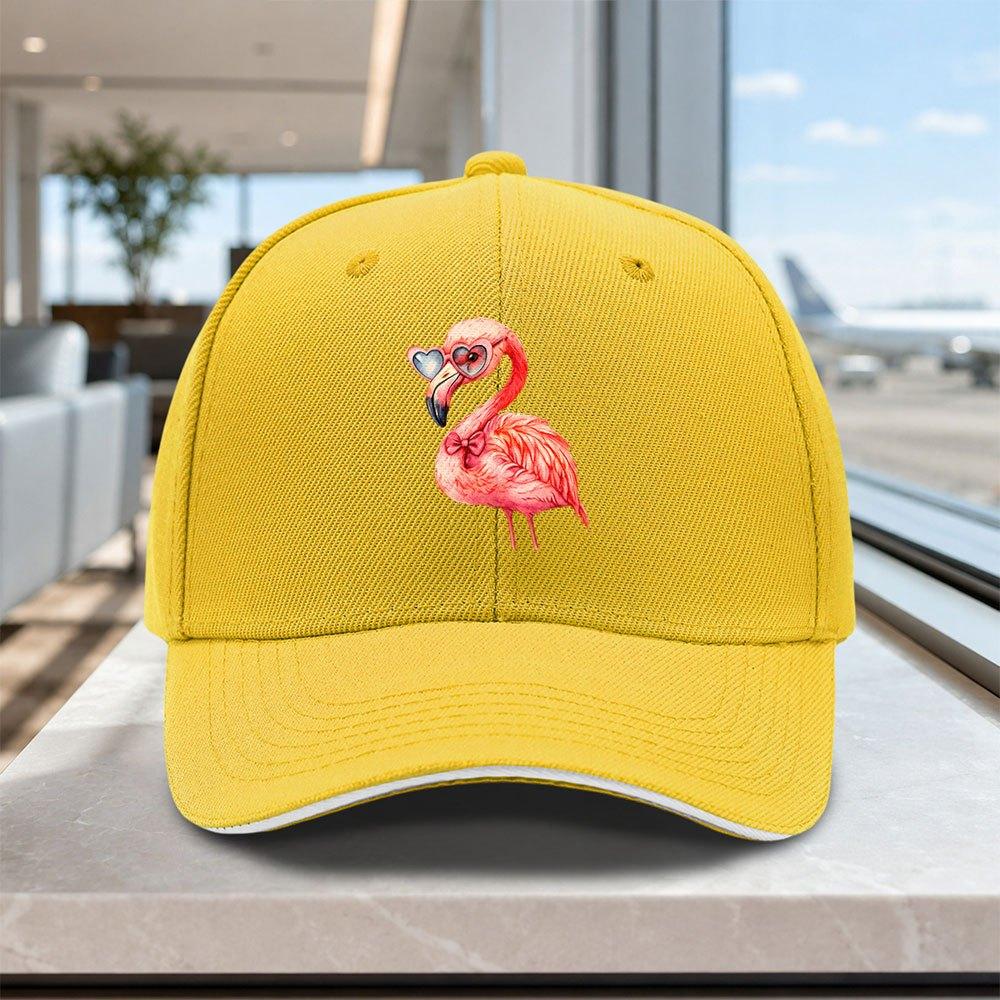 HeartShaped Flamingo Sunglasses Baseball Cap Adjustable Lightweight Unisex Hat for Outdoor Weddings Parties