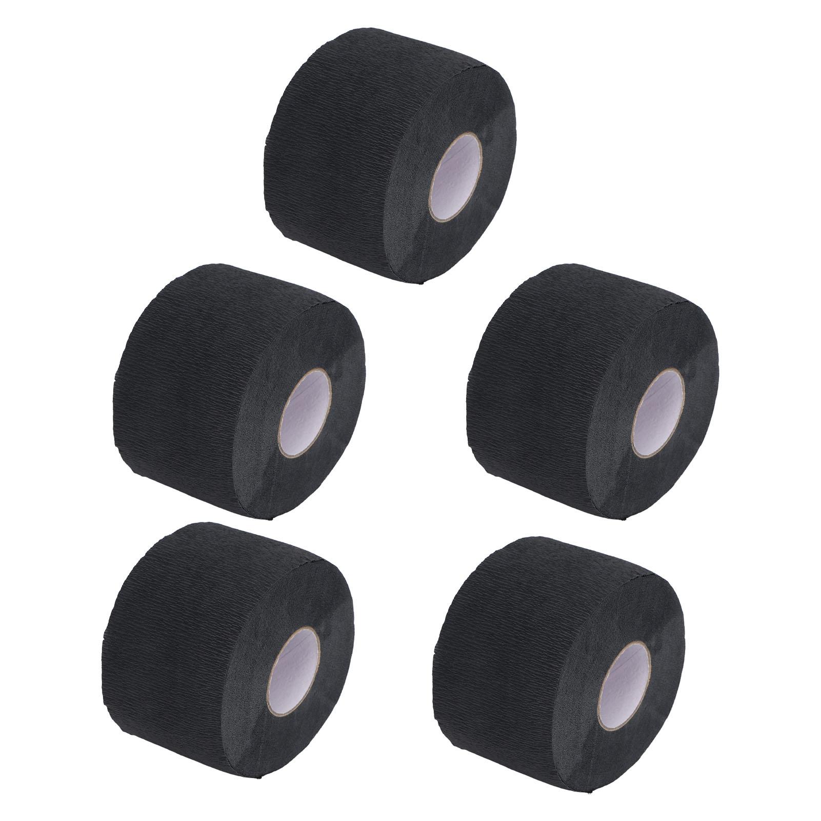 

5 рулонов бумажных парикмахерских полосок для шеи, одноразовые самоклеящиеся эластичные шейные ленты для стрижки, черные