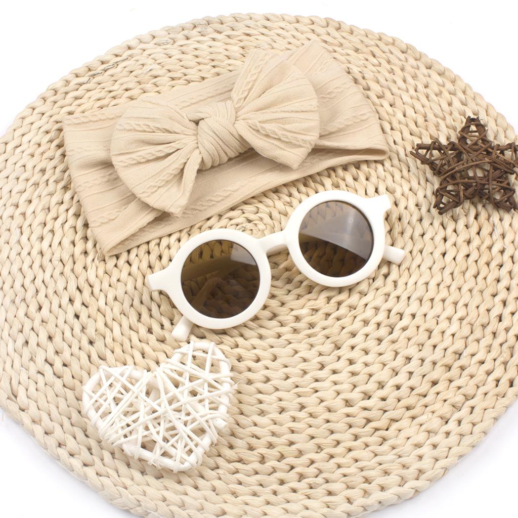 Baby Girl Headbands Hair Bows Soft Nylon Elastic Hairbands with Baby Sunglasses Set Hair Accessories for Infants Toddlers Kids