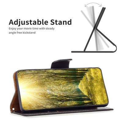 Capa tipo carteira de couro com textura de lichia para iPhone 16 Pro Max