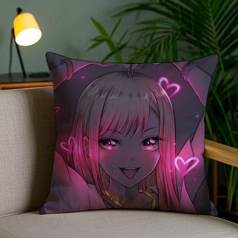 

My Dress Up Darling Anime Pillow Case Anti-dustmite Pillowcase Invisible zipper silky short plush Sofa cushion cover 16x16Inch