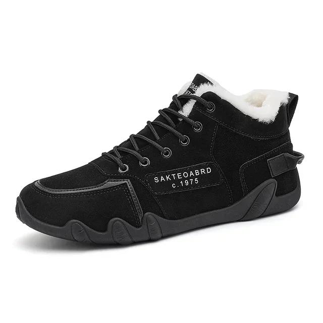 Quilted Men's Boots 2024 New Winter Ankle Boots for Men Snow Cotton-padded Shoes Thicken Plush Warm Casual Loafers Male Sneakers