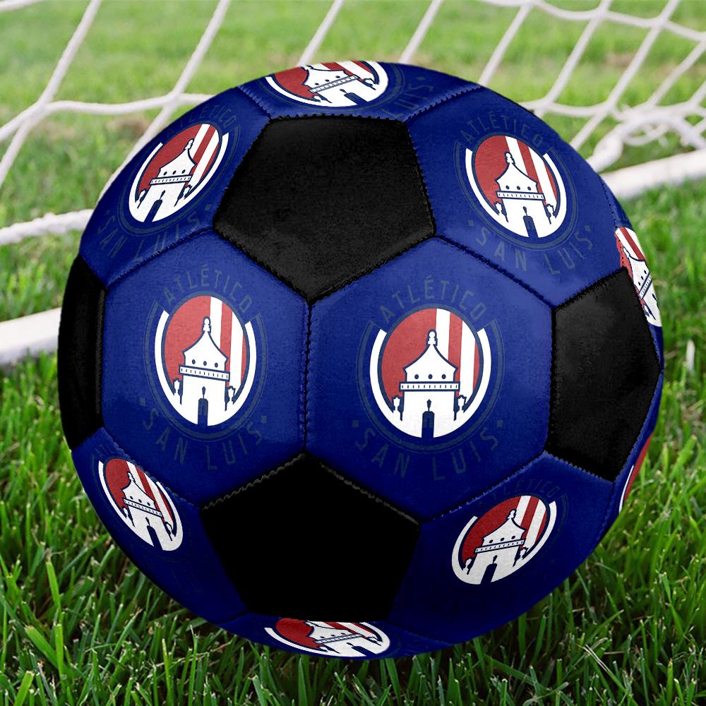 SIZE 5 Atlético San Luis Soccer Ball Colorful All Ages Machine Stitched PVC Competition Ready Durable High-Bounce