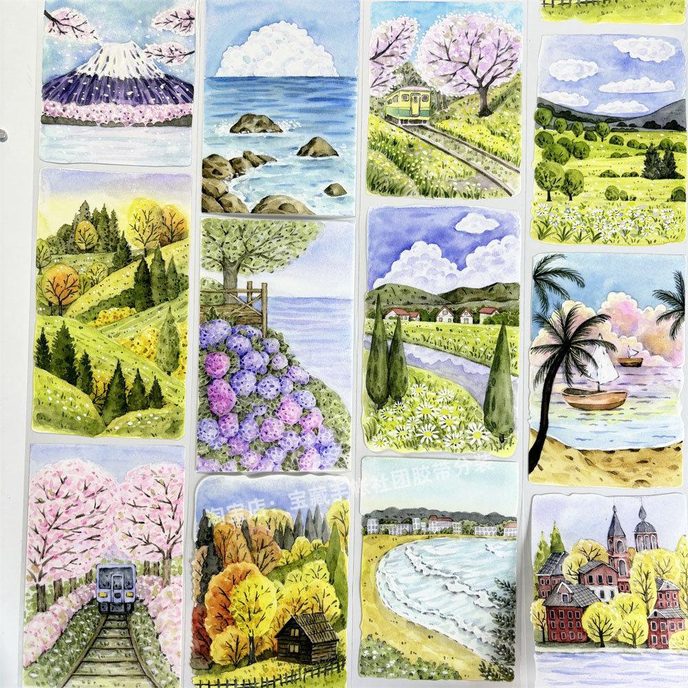 Journal A294 Four Seasons Change BoBo Fish Sea Snow Mountain Ancient Style PET scrapbook Mobile Phone Case Sticker