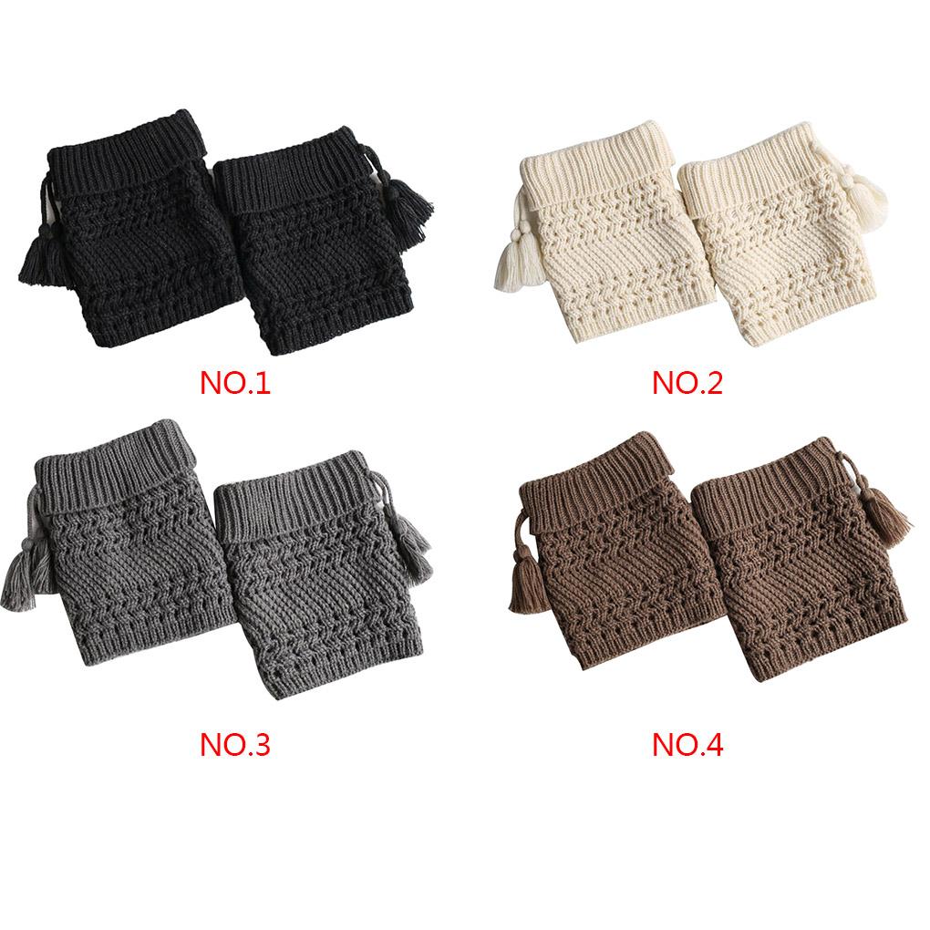 1 Pair Fashion Winter Tassel Womens Knitted Leg Warmers Sock Elastic Stretchy Soft Trim Boot Cover Cuffs Toppers