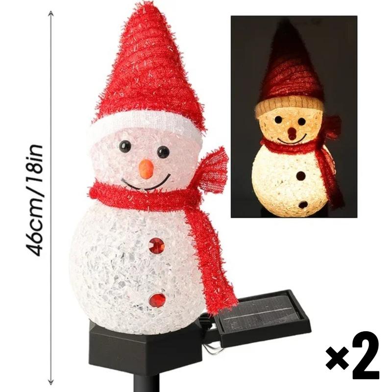 LED Snowman Solar Garden Light Outdoor Waterproof Ground Stake Lamp Solar Powered Pathway Lights for Christmas Lawn Yard Patio Holiday Decor