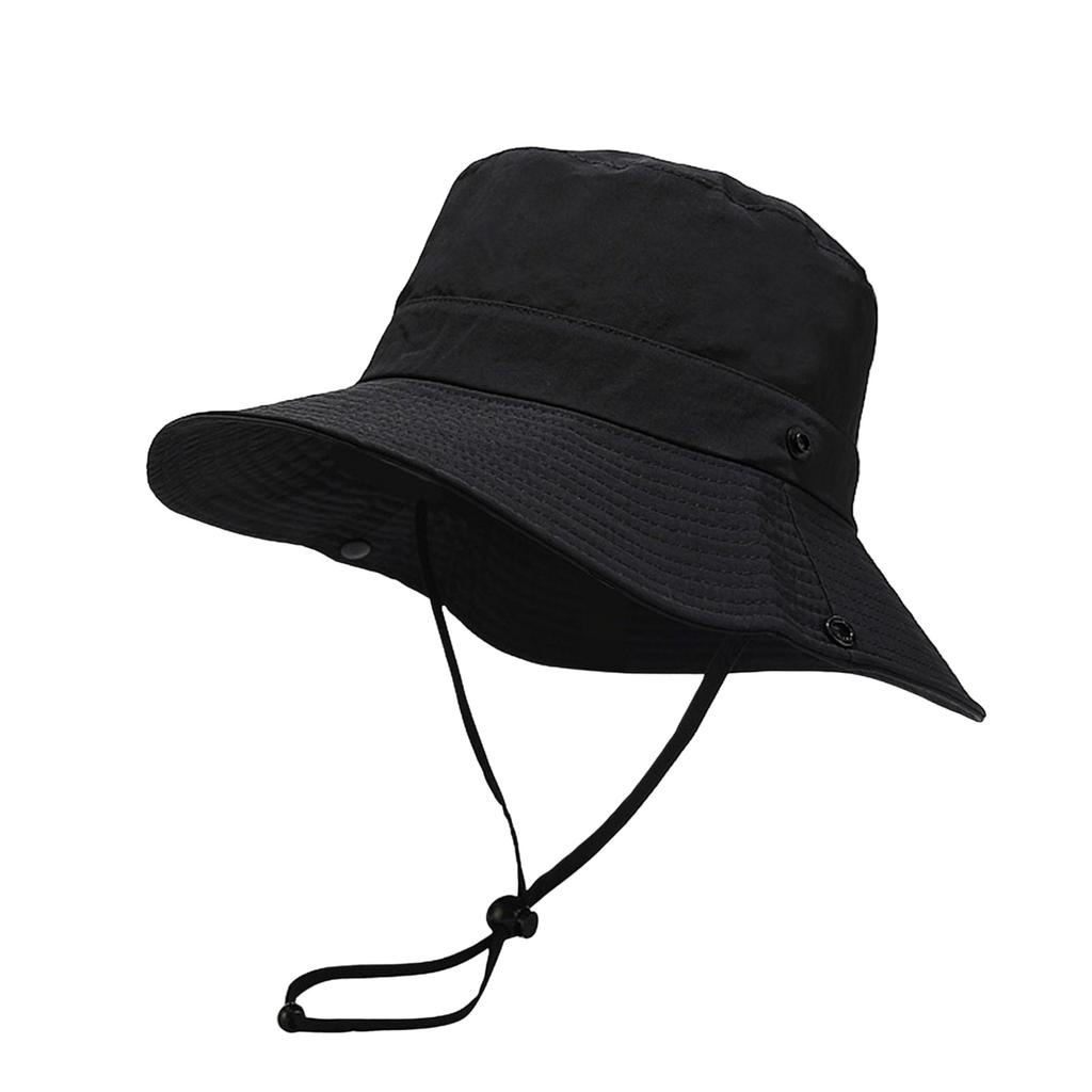 Unisex Waterproof Wide Brim Bucket Hat with Adjustable Chin Strap for Outdoor Activities UPF 50+ Sun Protection