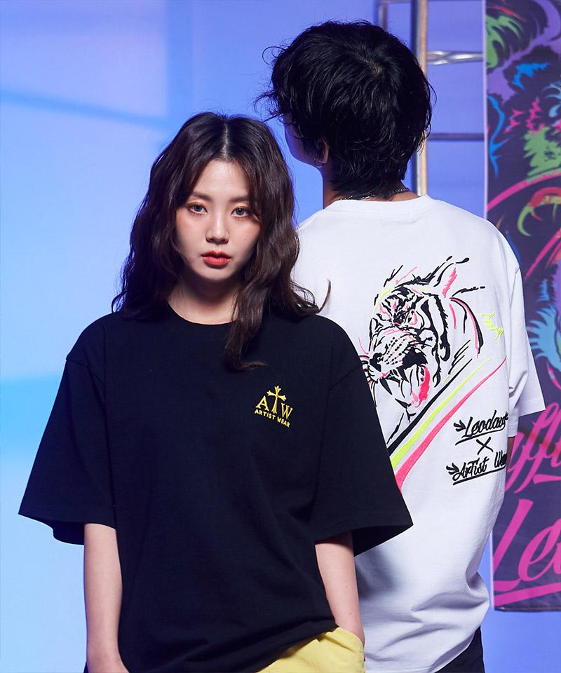 ARTISTWEAR [Atw X Leodav] Tiger Embroidered Oversized Short Sleeve T-Shirt_Wh