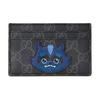 Gucci Porta-Cartões de Tecido Revestido com Patch de Animal Engraçado para Melhores Amigas Acessórios Masculinos Preto Cinza Azul 855708-FAFNW-1080