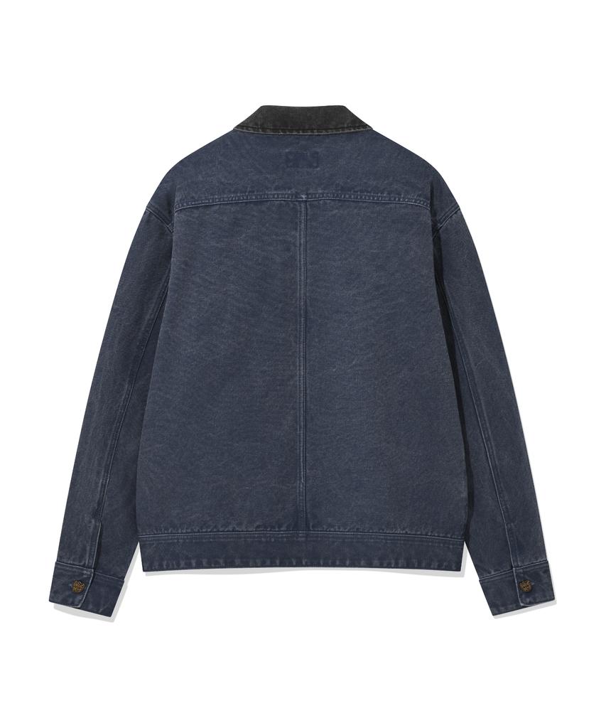 Wacky Willy Collar Contrast Work Jacket Blue