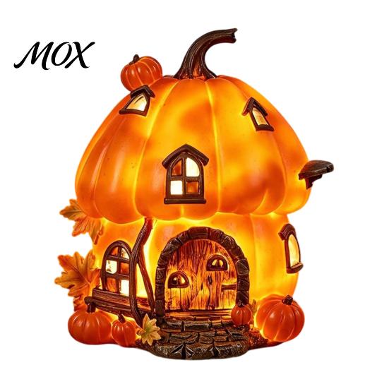 Halloweenová dekorace Lampa Rozsvěcující se Pryskyřice Dýňový Dům Figurka, Chaloupka Noční Světlo, Útulná Podzimní Sklizeň Dekorace na Stůl pro Domácí Večírek Výlohu
