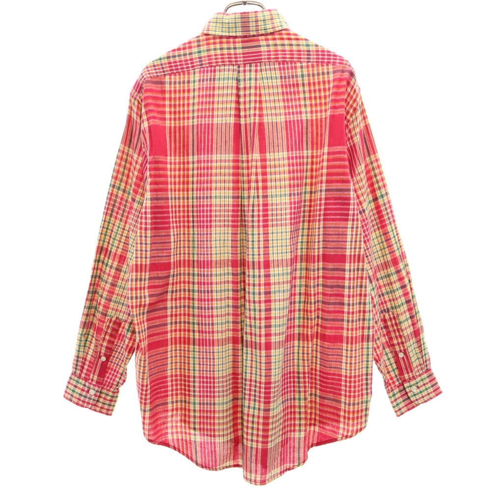 POLO COUNTRY 80s 90s Ralph Lauren Vintage Old Check Pattern Long Sleeve Button Down Shirt Men's Used