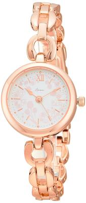 [Fieldwork] Montre analogique étanche à motif floral et marguerite WP Plumerie ASS163-4 pour femme, or rose