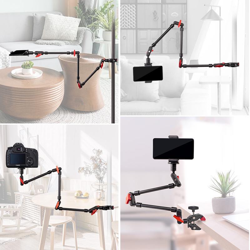 

Adjustable Tripod with Strong Clamp for Mobile Phones and DSLR Cameras - Ideal for Overhead Shots and Live Streaming