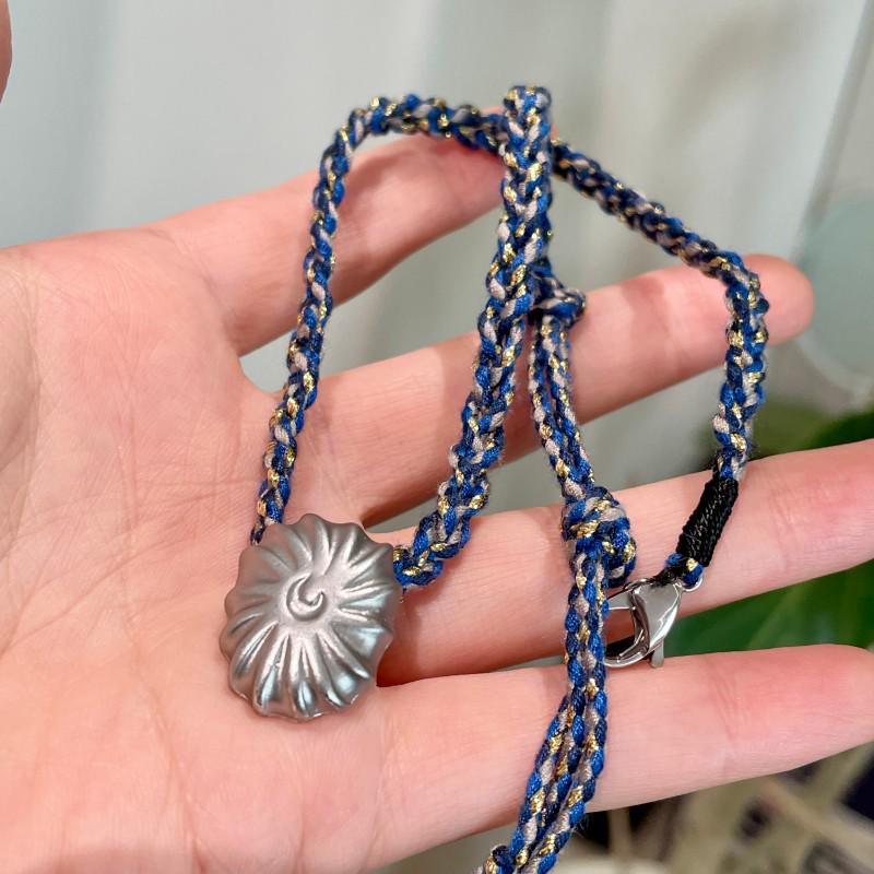 

Retro Ethnic Seashell & Crystal Pearl Woven Rope Tassel Choker