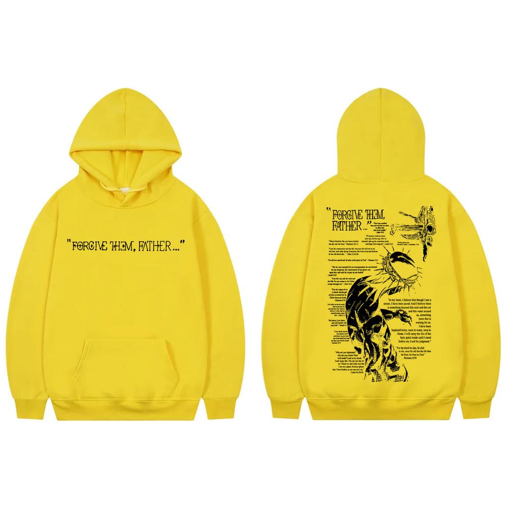 Christian Religious Jesus Forgive Them Father Hoodie Fashion Vintage Hooded Sweatshirts Men's Women's Casual Oversized Pullovers