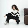 Fashion Casual Women's Clothing European and American Long-sleeved Contrasting Sports Cardigan Trousers Set Street Style Set