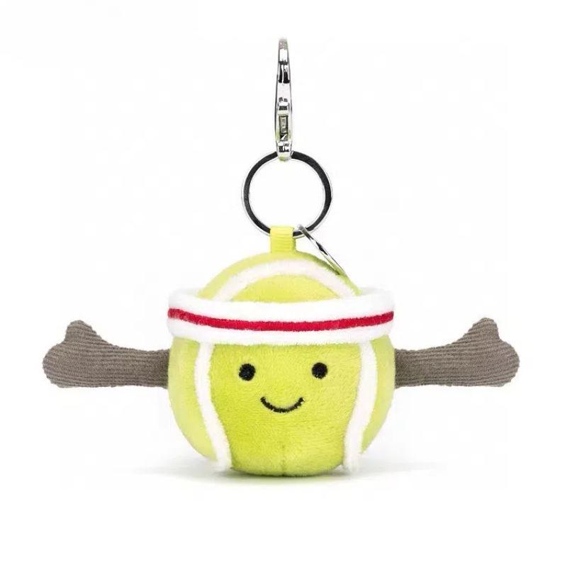 UK JE Fun Sports Tennis Plush Keychain - Cute Mini Bag Charm Gift