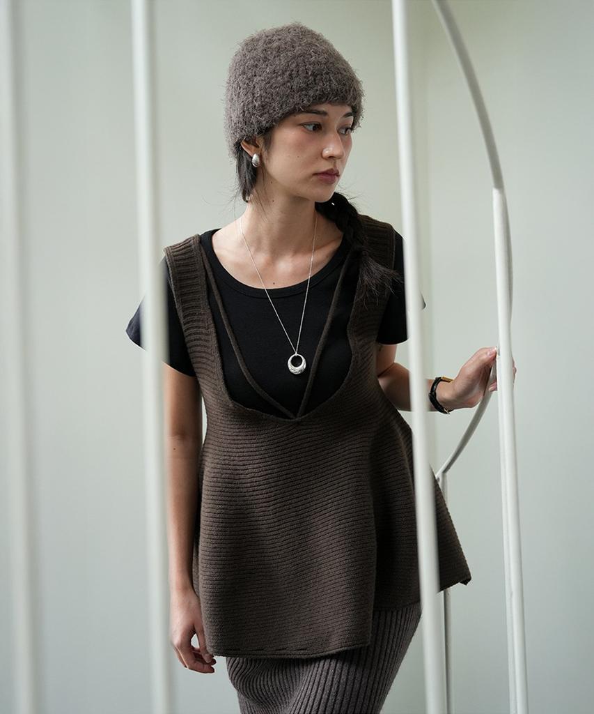 Themilui Press Balloon Knit Vest (Brown)