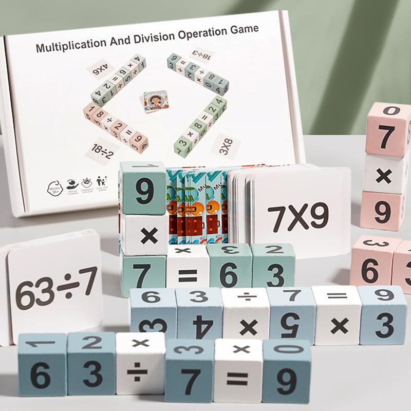 Kids Montessori Wooden Double Player Multiplication and Division Game Time Learning Teaching Aids Educational Toys For Children